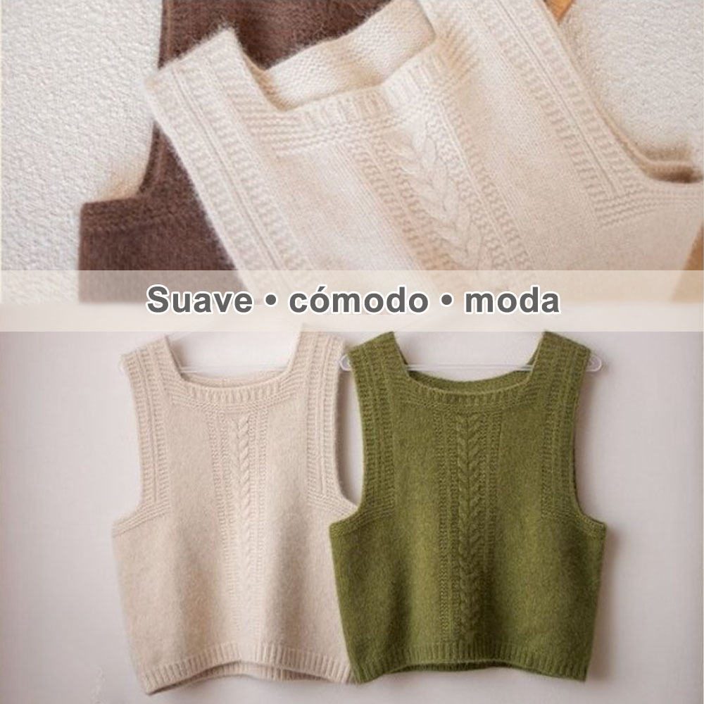 Olivoslindo™️ Chaleco de punto con cuello cuadrado para mujer de primavera y otoño