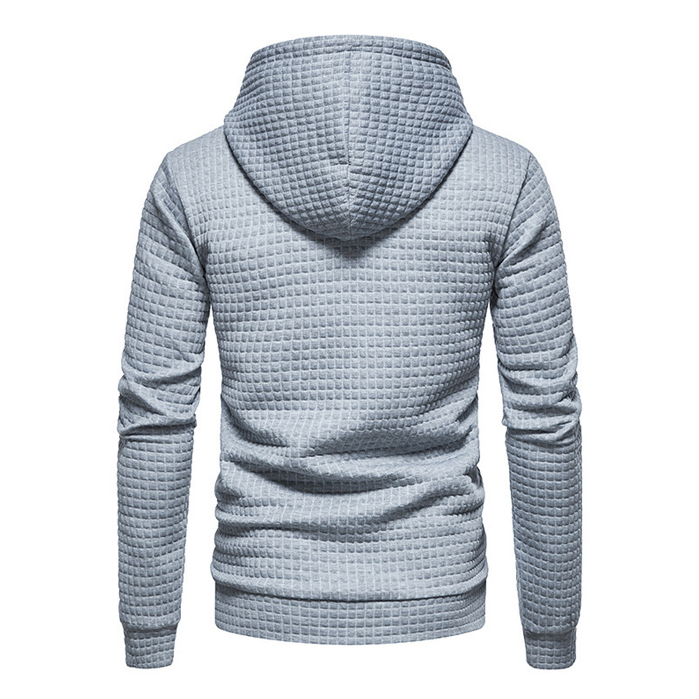 Alberchris™ Men's Waffle Pattern Solid Hoodie Casual Pullover Sweatshirt