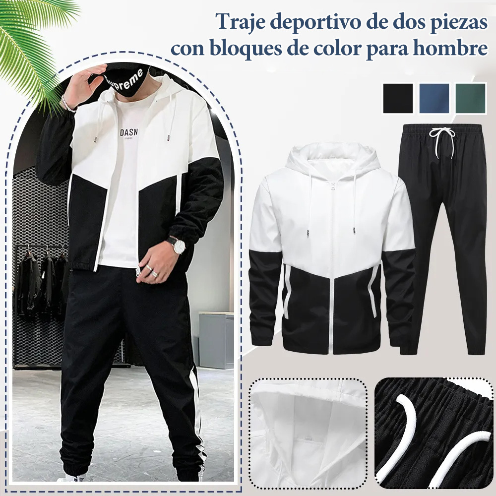 Traje deportivo de otoño para hombre, nuevo y a la moda, a juego con el color