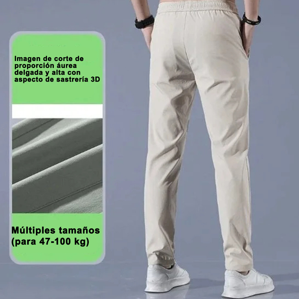 Pantalones rectos elásticos de seda helada transpirables para hombre