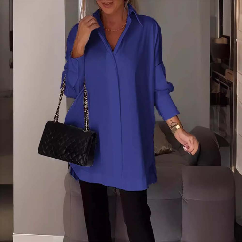 Hojanaranja Camisa de mujer de manga larga, suave y cómoda, con aberturas