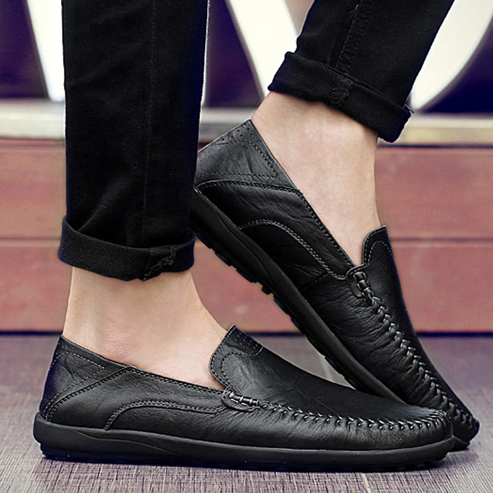 Olivoslindo Zapatos casuales de cuero para hombres de tendencia de verano