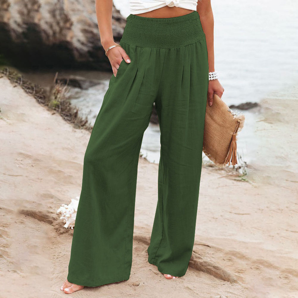 Summer new women's cotton and linen casual loose wide-leg pants