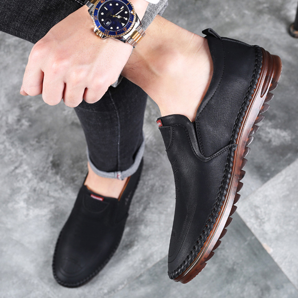 Summer New Men's Soft Bottom Stitch Tendon Bottom Breathable Casual Leather Shoes