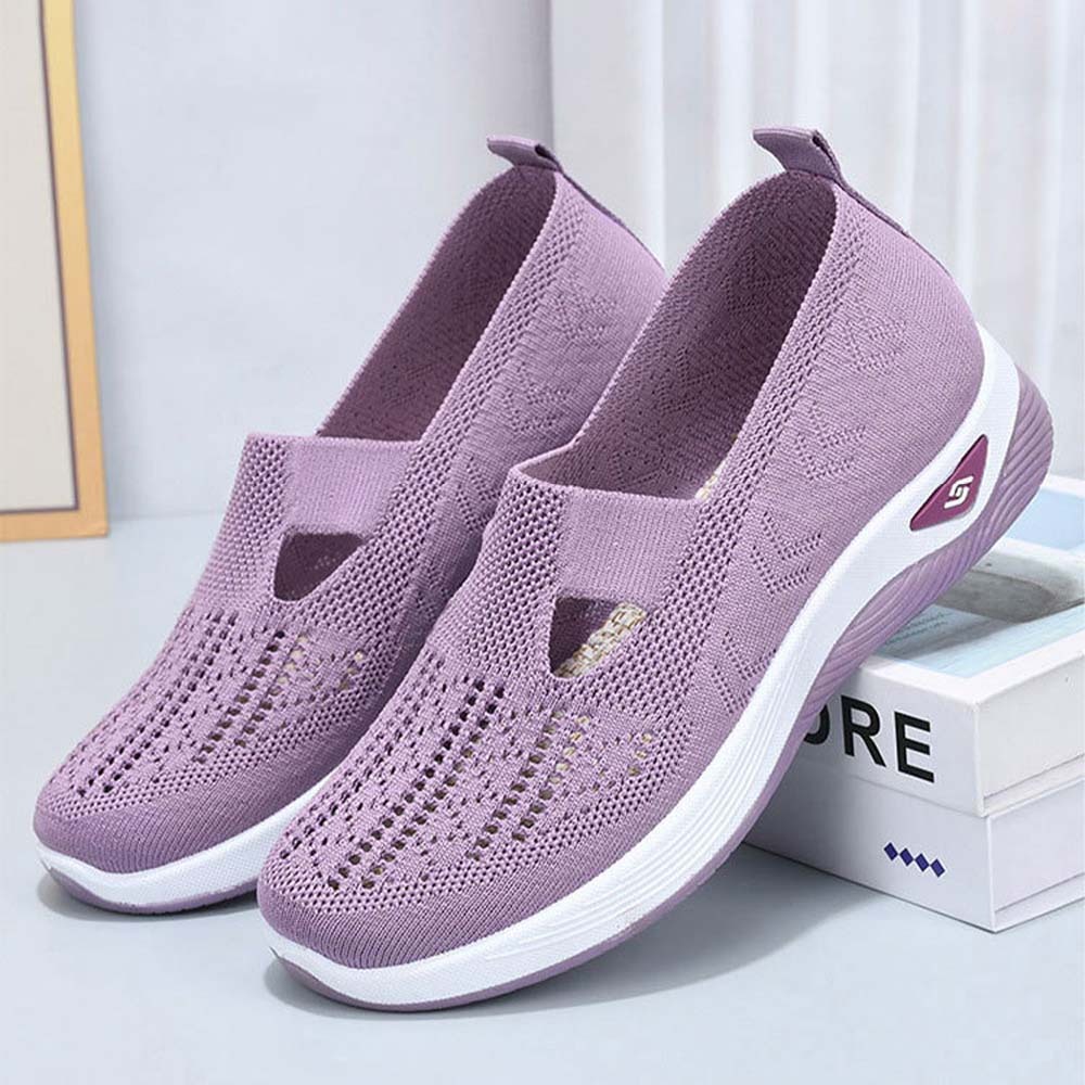 Zapatos informales sin cordones con suela suave tejida para mujer
