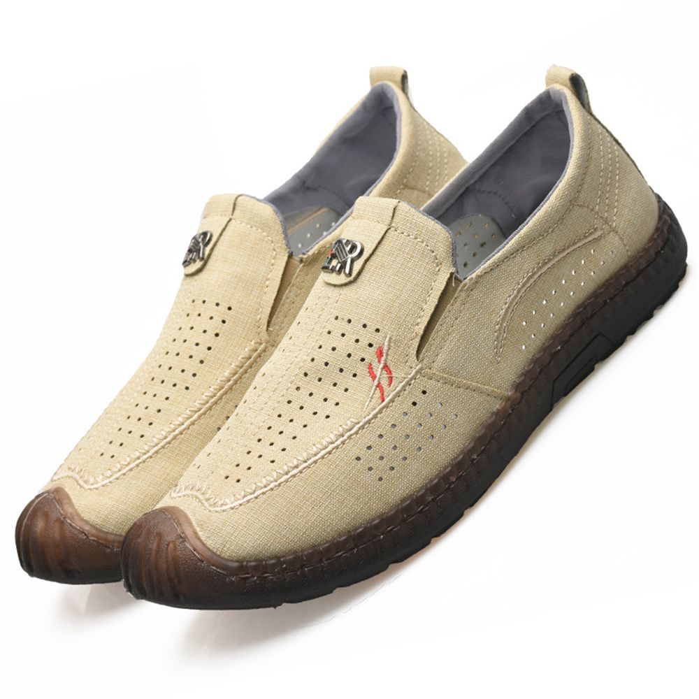 Olivoslindo Verano Nuevos zapatos casuales transpirables de tela de lino para hombres