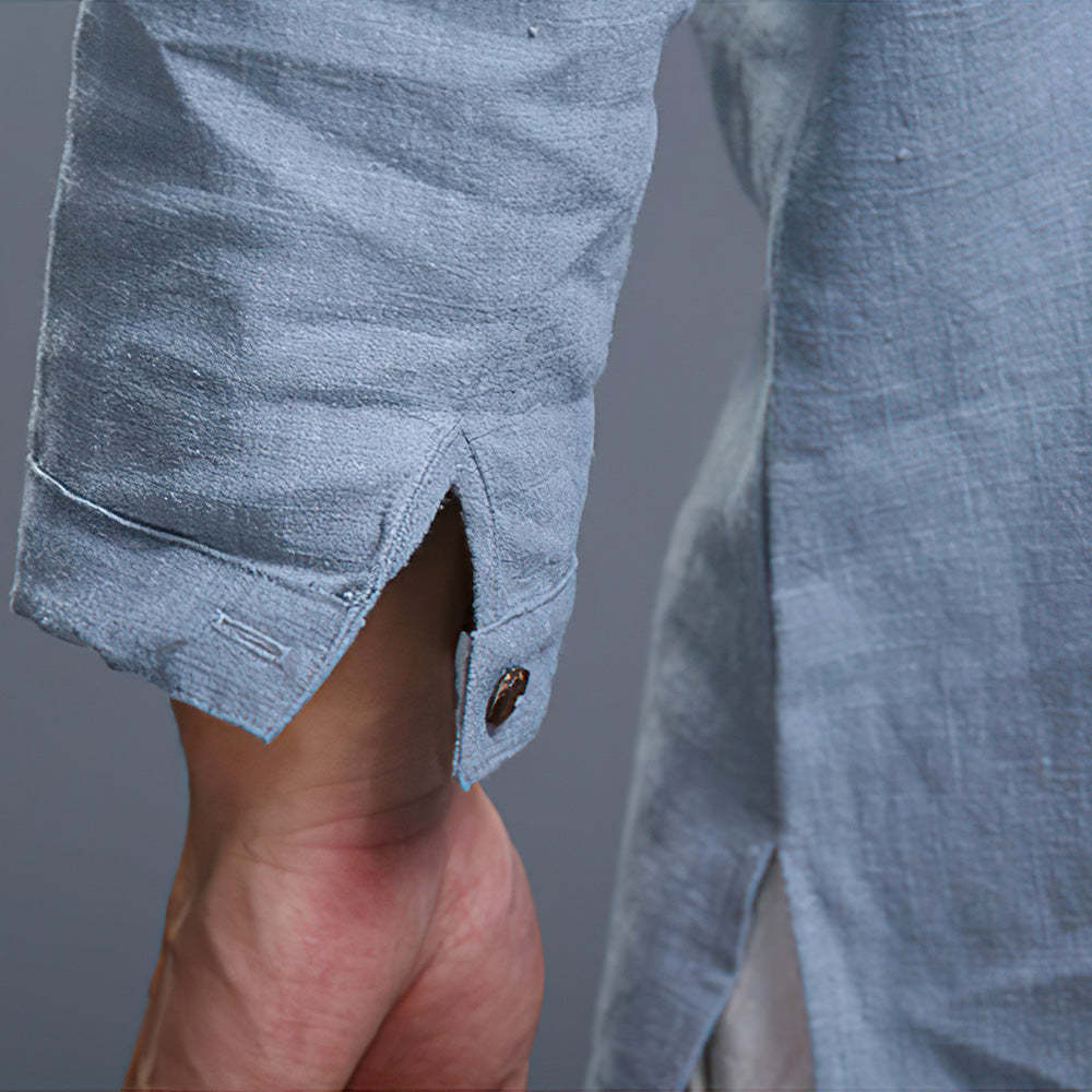 Olivoslindo Mangas largas sueltas de algodón y lino con cuello en V