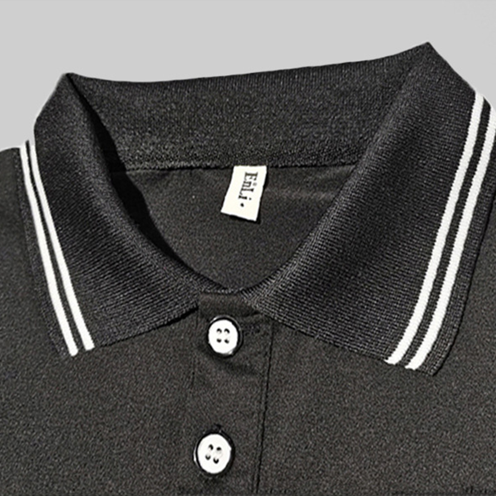 Summer Men's Feather Print Business Short Sleeve Polo Shirt