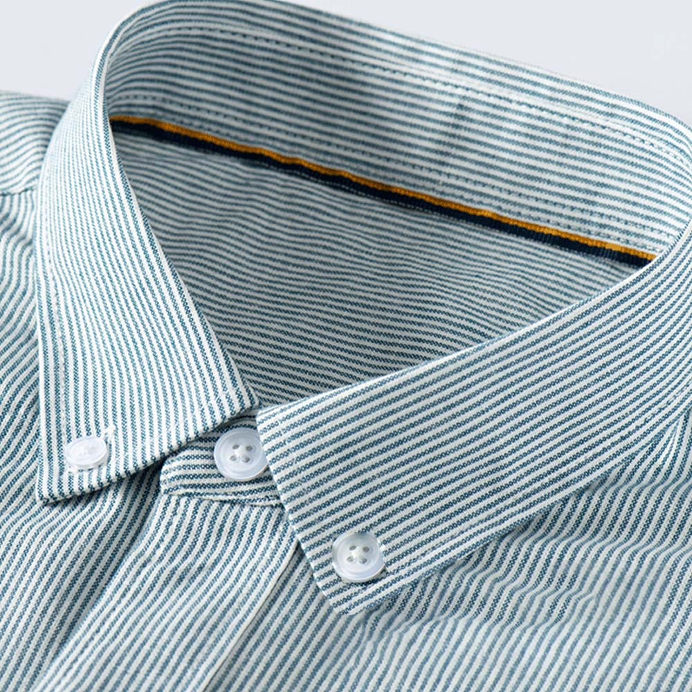 Smiledeer Men's comfortable cotton lapel striped long-sleeve shirt