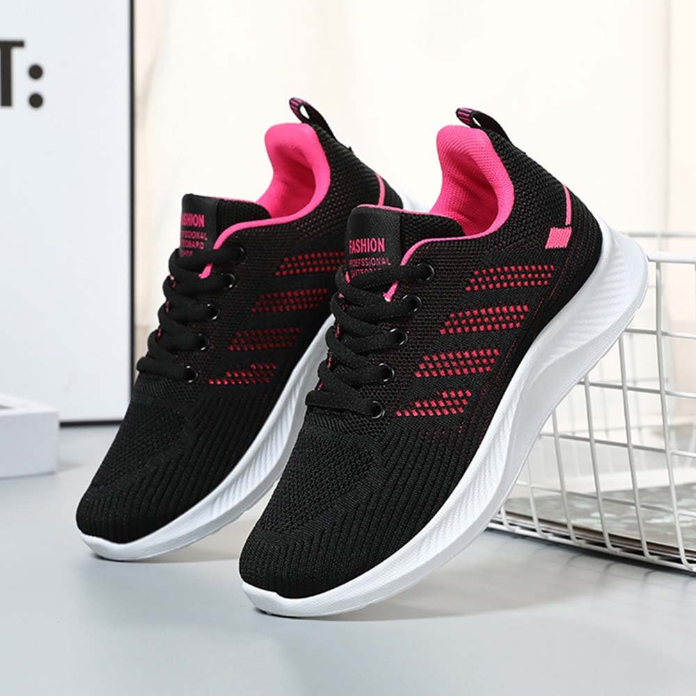 Women's Breathable Flyknit Mesh Casual Lace-up Sneakers