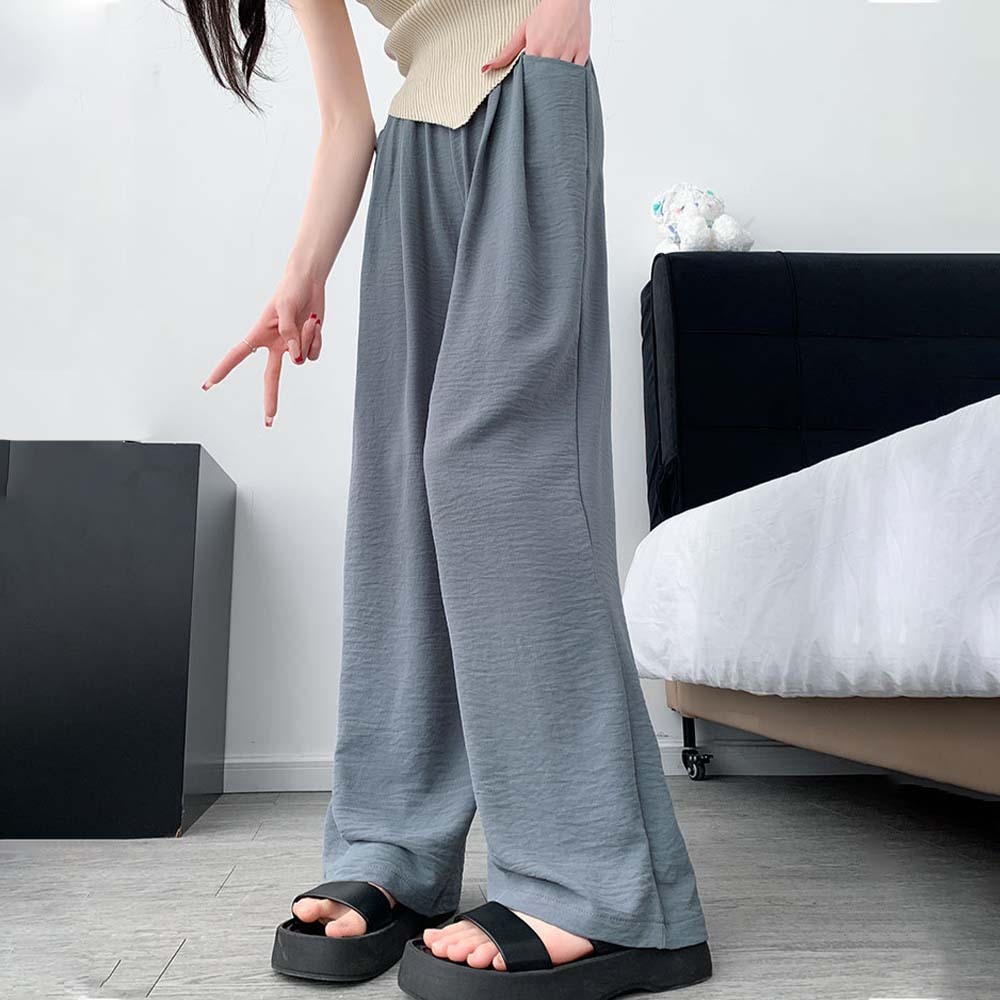 Pantalones de pierna ancha con cintura elástica ligera de verano para mujer