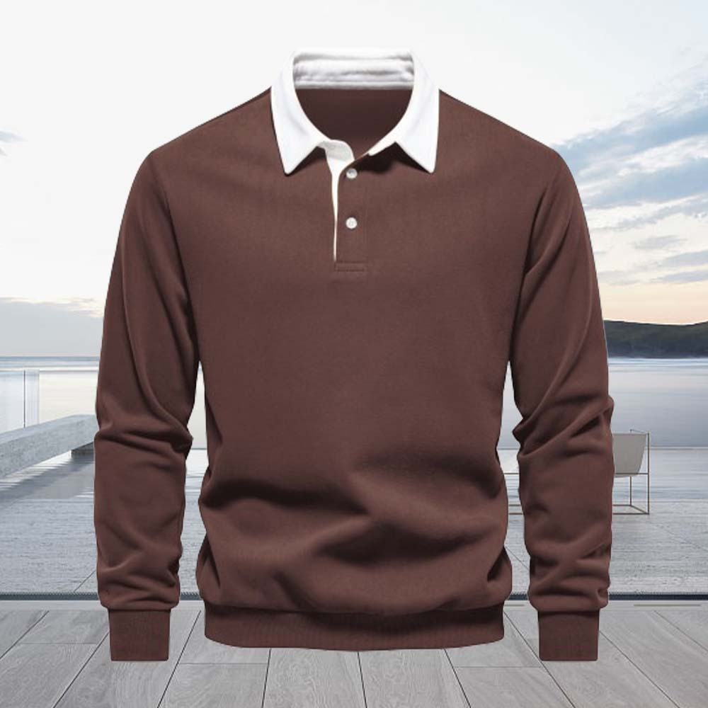 Smiledeer 2024 New men’s long-sleeved Polo shirt casual sweatshirt