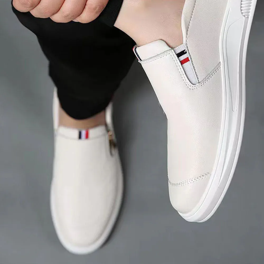 Olivoslindo Mocasines con cremallera de moda transpirable para hombres de estilo británico