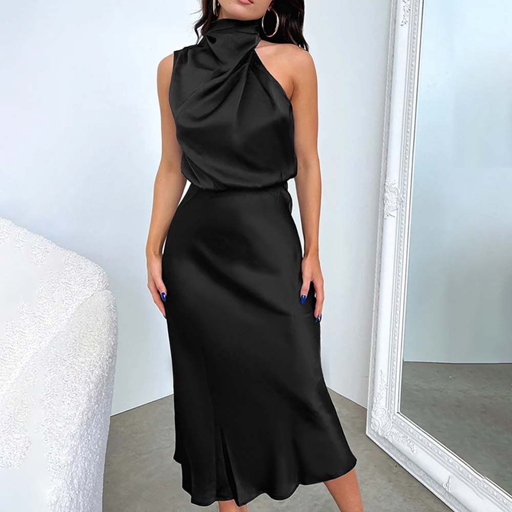2024 New fashion satin sleeveless dress evening dress