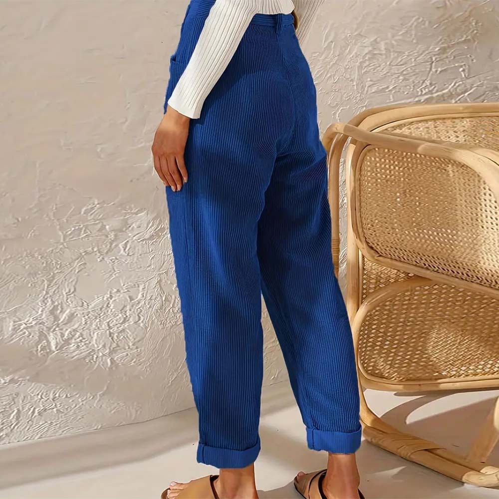 Pantalones rectos de pana de cintura alta para mujer