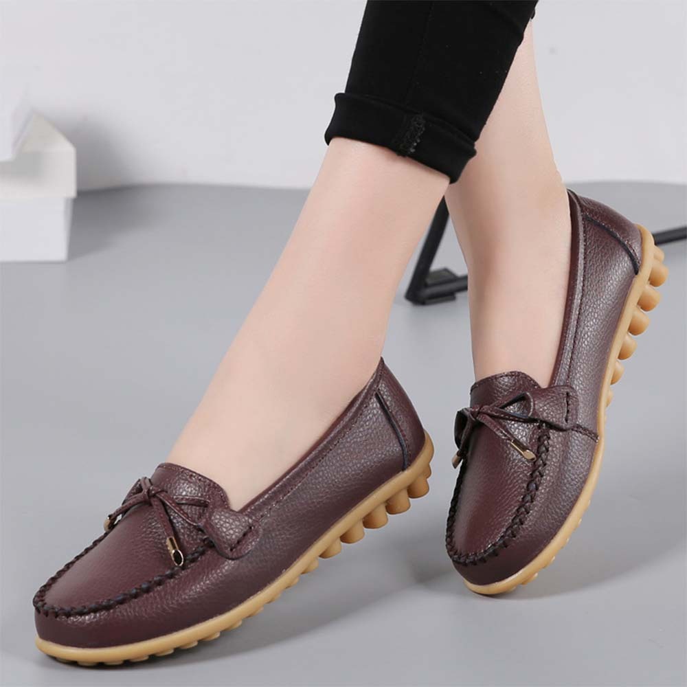 Mocasines de cuero con suela suave y transpirable para mujer Zapatos casuales