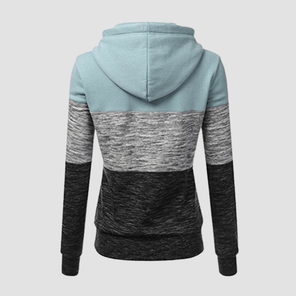 Olivoslindo Chaqueta de sudadera con capucha casual para mujer con bloque de color