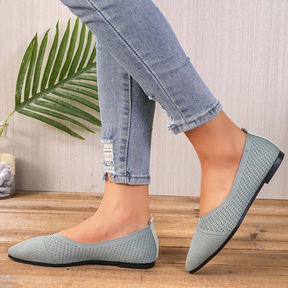 Zapatos planos de punto con punta en punta para mujer