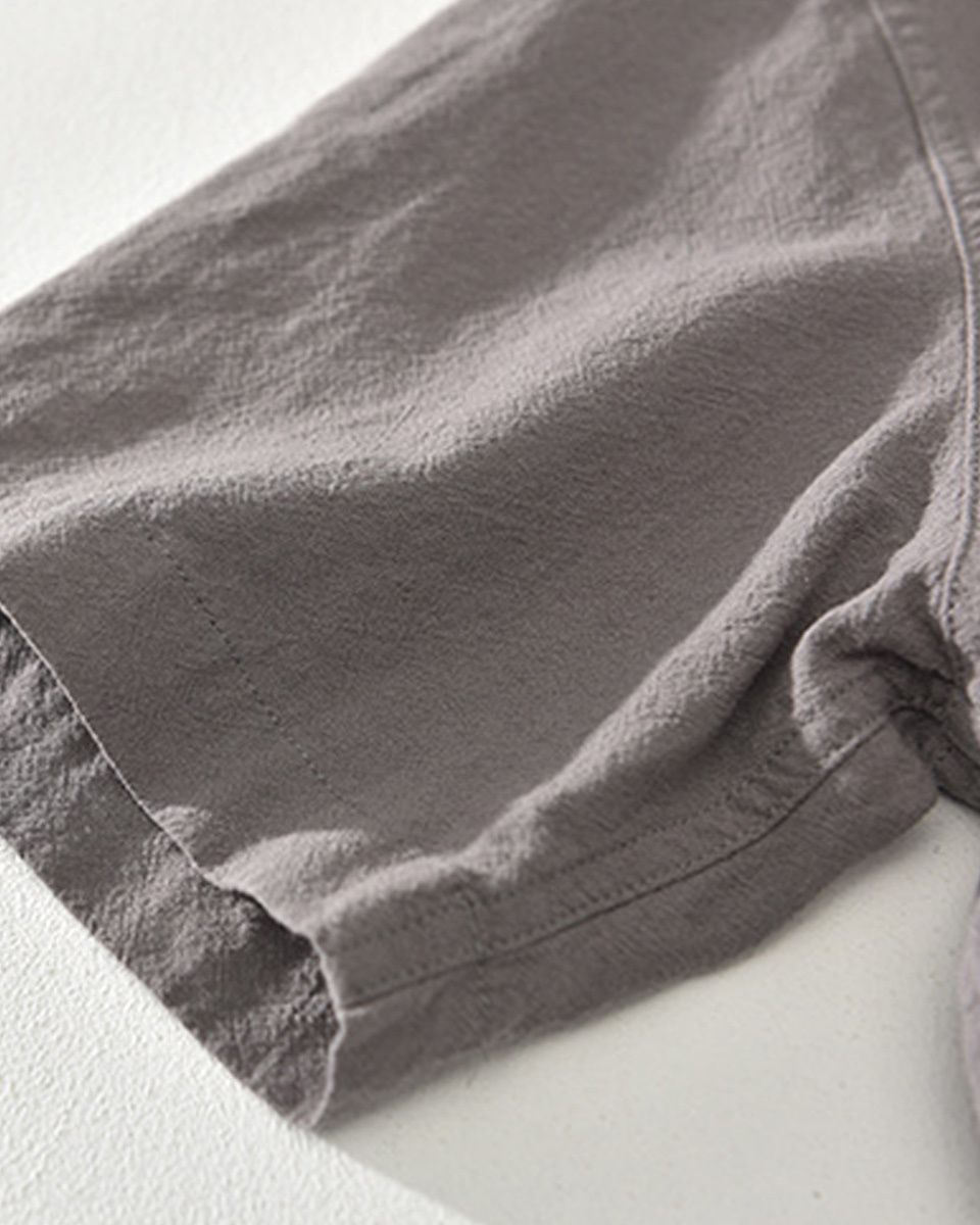 Men's short-sleeved cotton and linen shirt