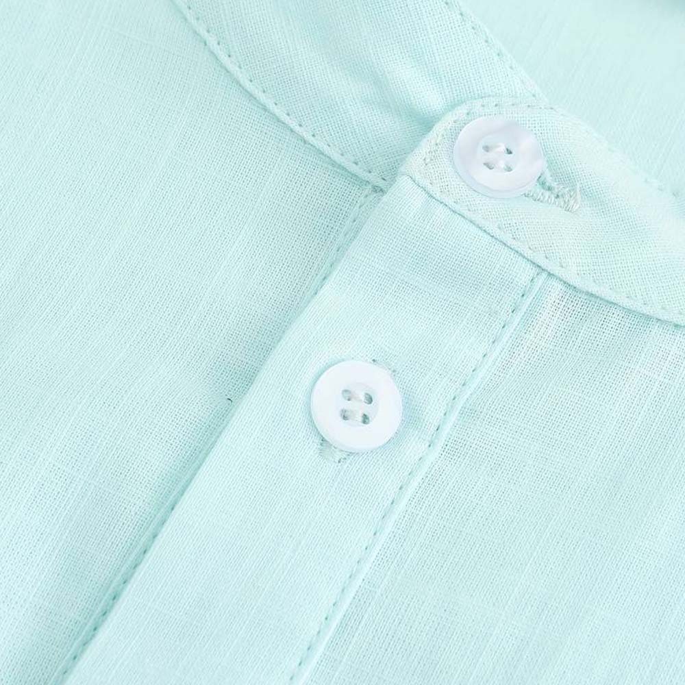 Men's Classic Cotton Half Open Collar Long Sleeve Top Henley