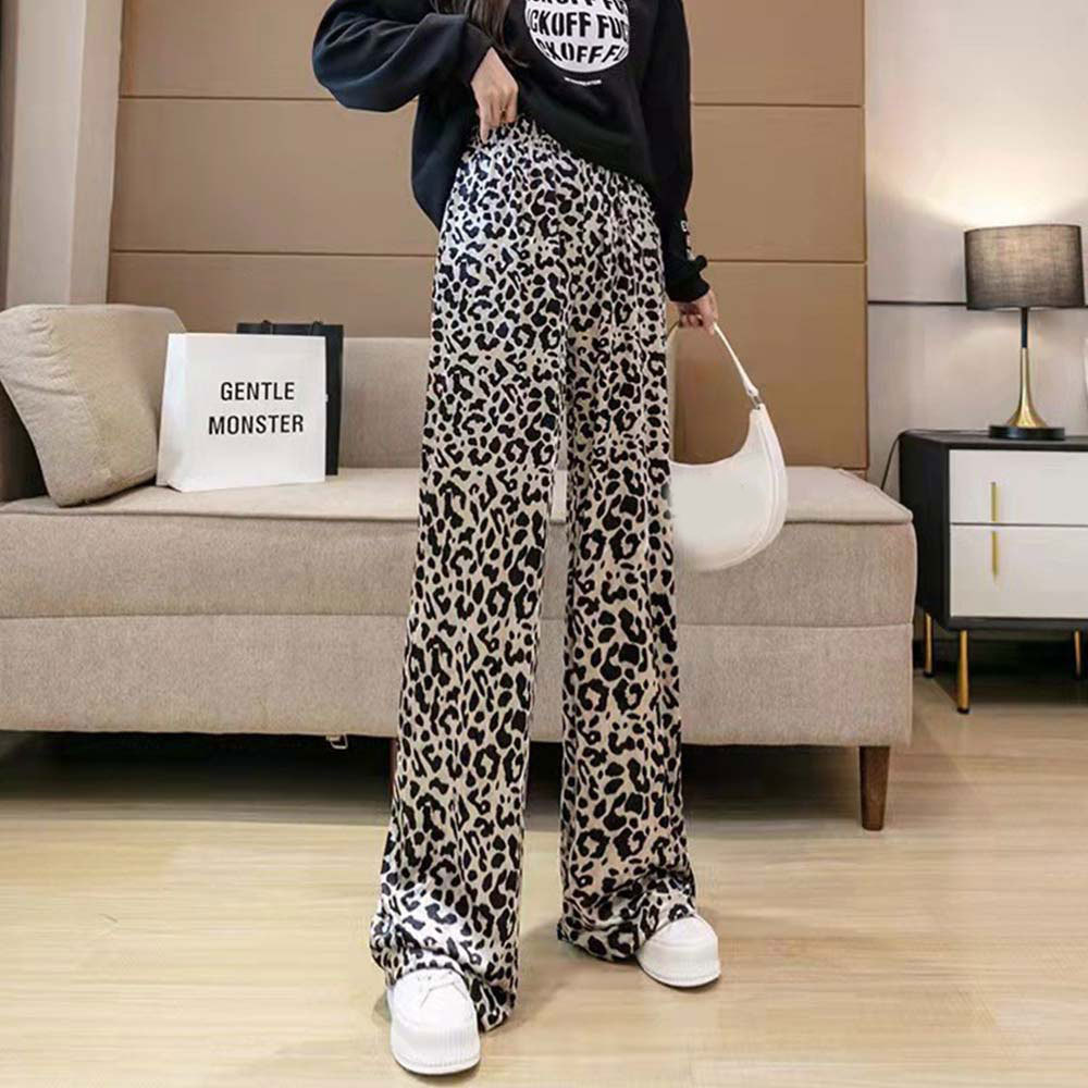 Women's fashionable printed tie-dye ice silk wide-leg pants