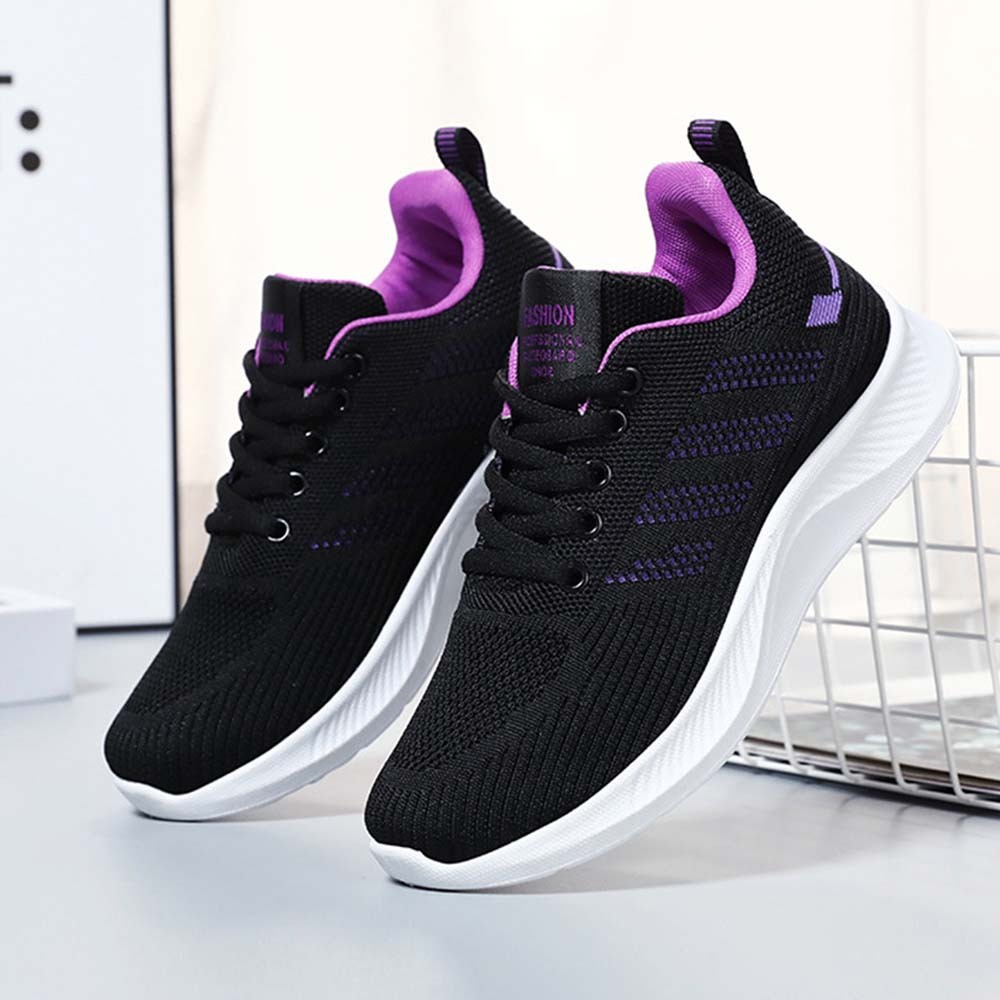 Women's Breathable Flyknit Mesh Casual Lace-up Sneakers