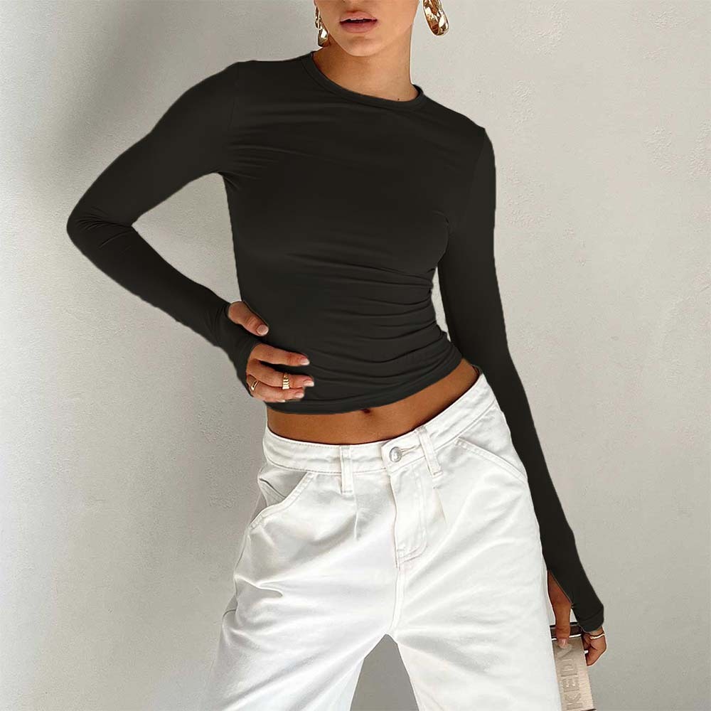 Women's Fashion Slim Round Neck Long Sleeve Top
