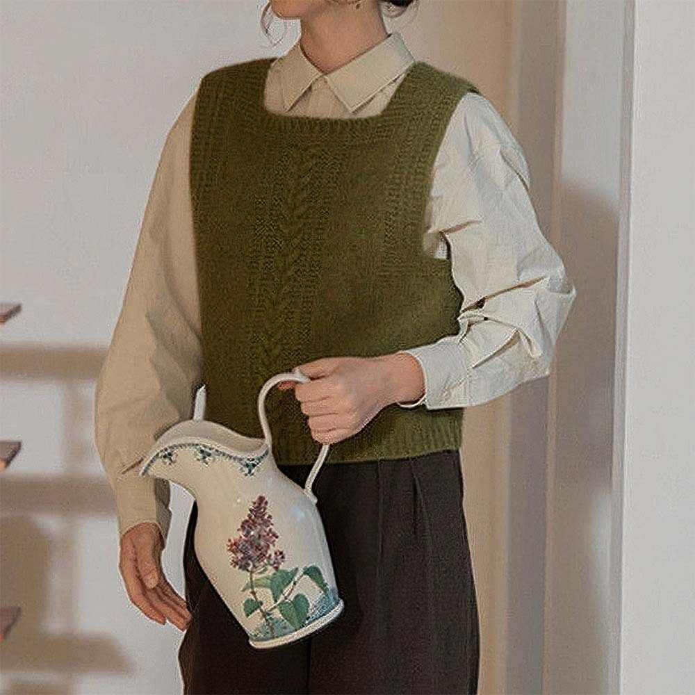 Olivoslindo™️ Chaleco de punto con cuello cuadrado para mujer de primavera y otoño