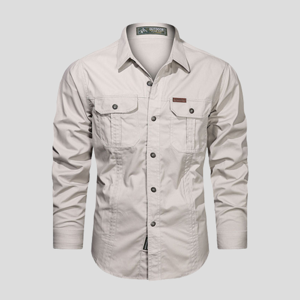 Olivoslindo Nueva camisa casual de manga larga de algodón suelto para hombre