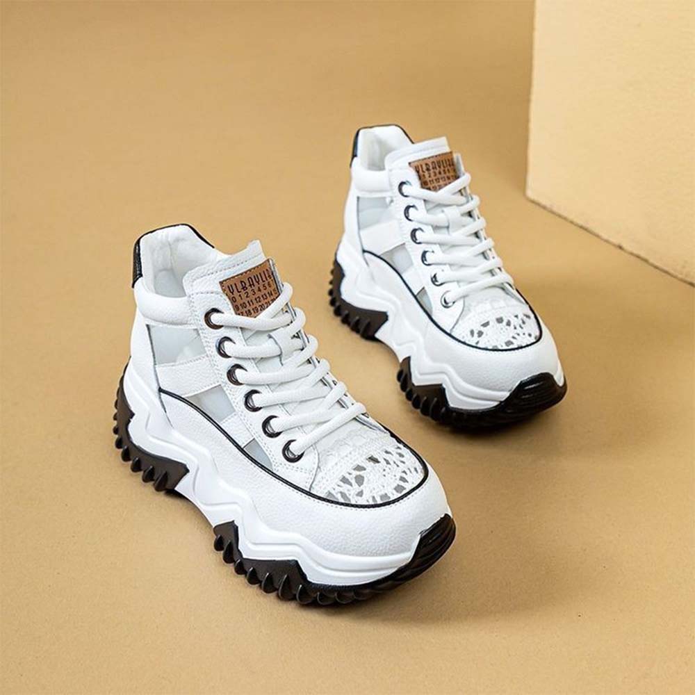 Smiledeer Women's comfortable thick-soled 7CM sneakers lace-up sandals