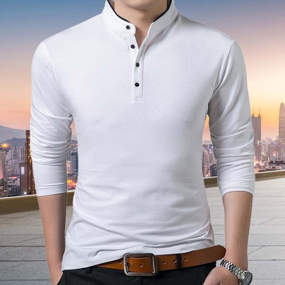 Men's Premium Business Stand Collar Long Sleeve T-Shirt