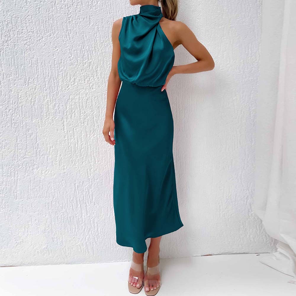 2024 New fashion satin sleeveless dress evening dress