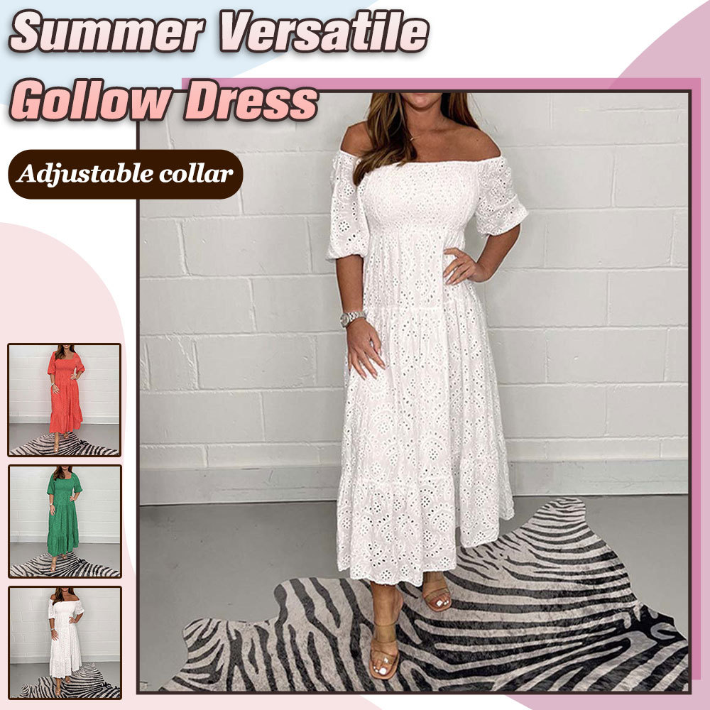 Vestido de manga corta de encaje elegante de verano para mujer