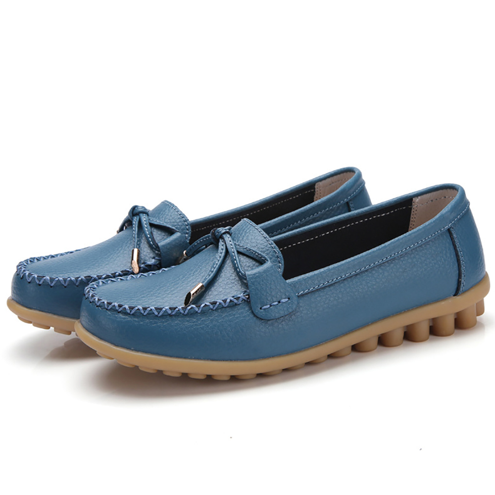 Mocasines de cuero con suela suave y transpirable para mujer Zapatos casuales