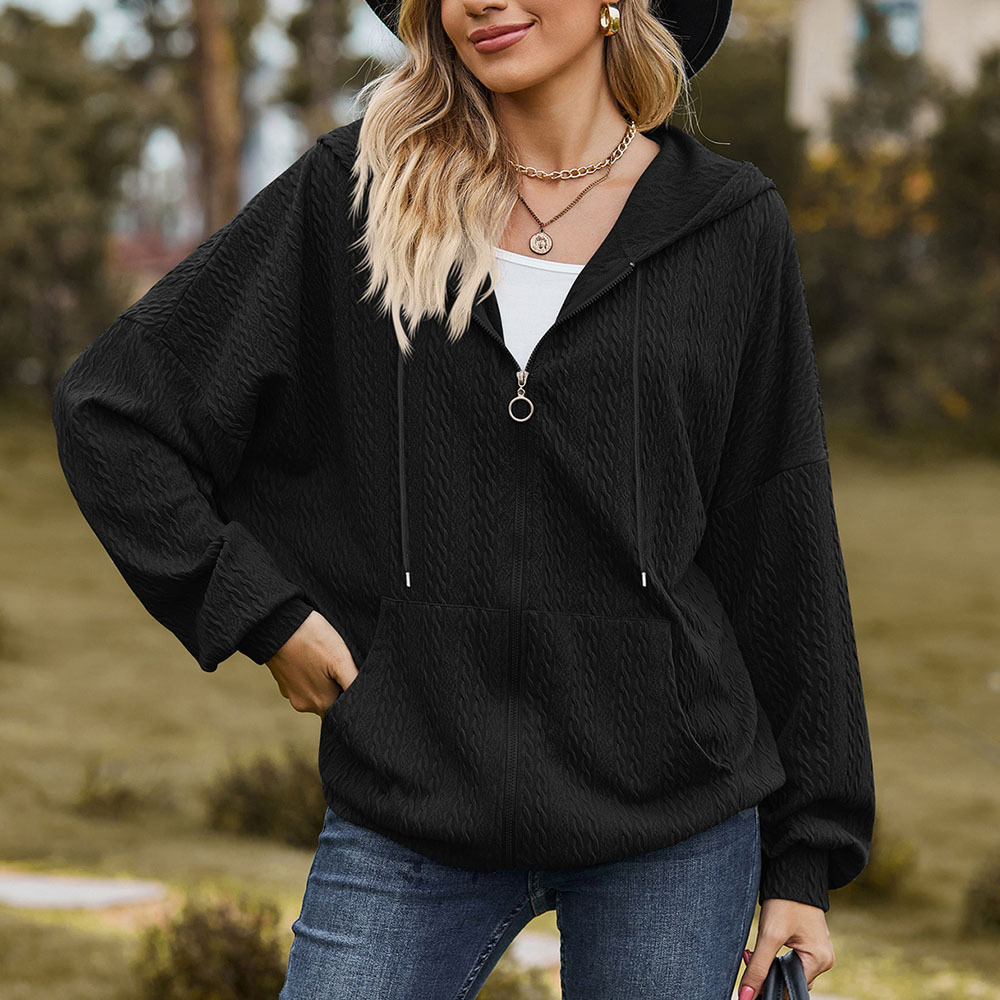 Olivoslindo Chaqueta con capucha holgada de manga larga con bolsillo d