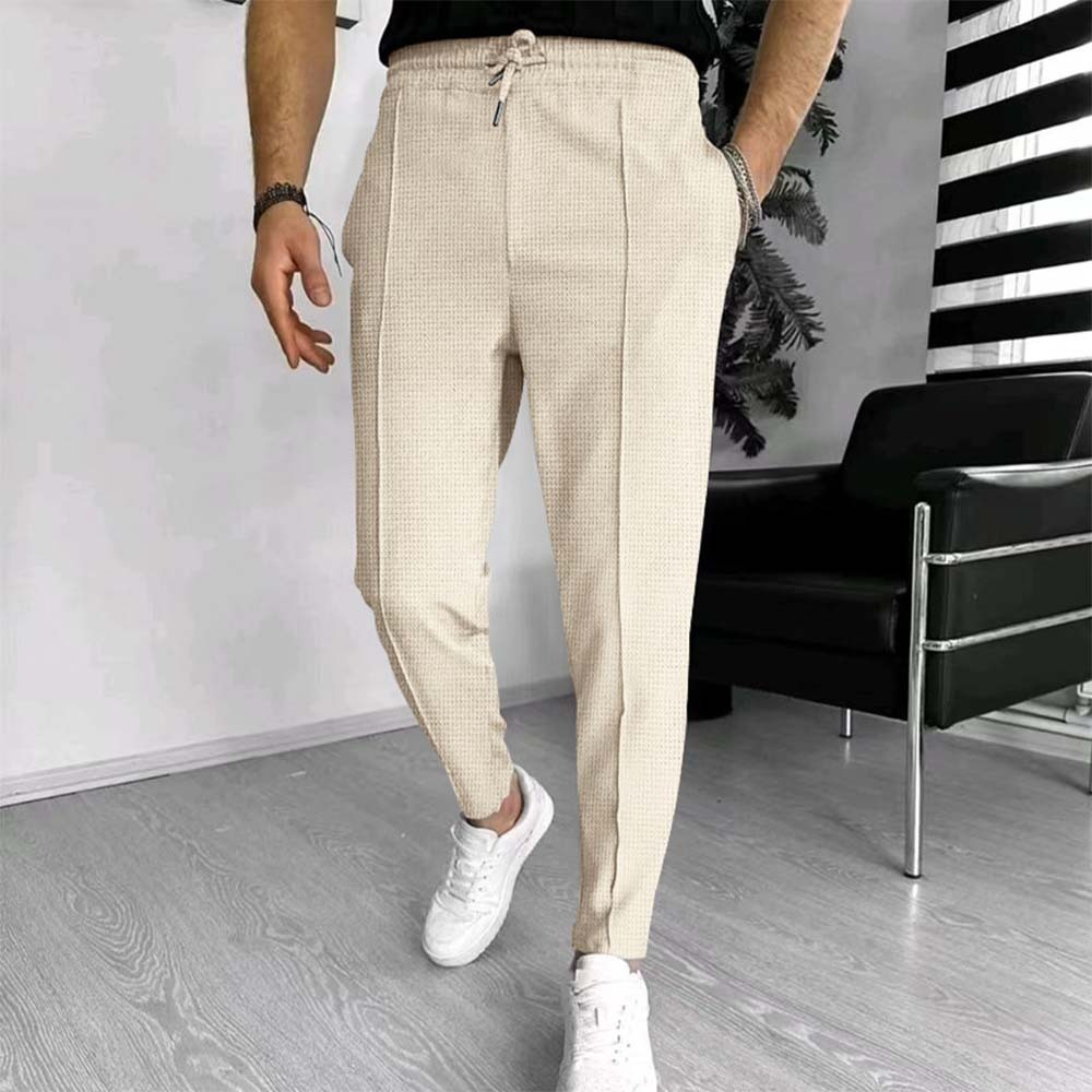 2024 nuevos pantalones de jogging de pie pequeño a cuadros tipo gofre para hombres