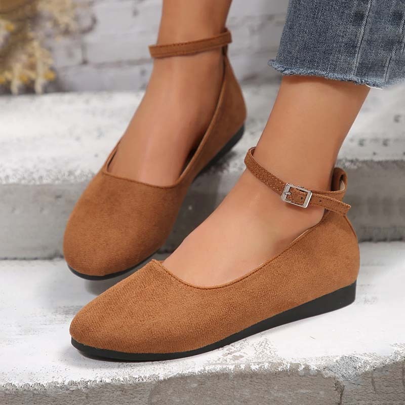 Zapatos casuales planos con hebilla cómoda para mujer