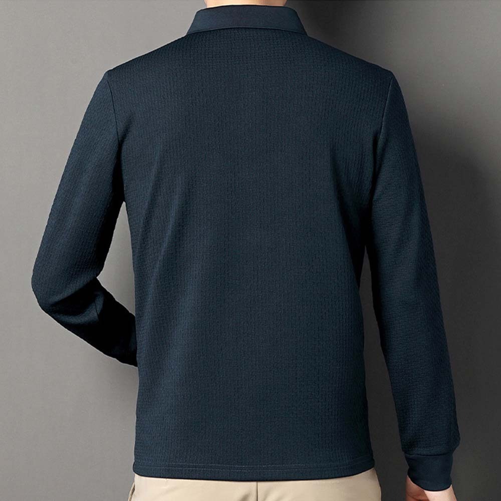 Smiledeer Fashionable Business Men's Long Sleeve Jacquard Polo Shirt