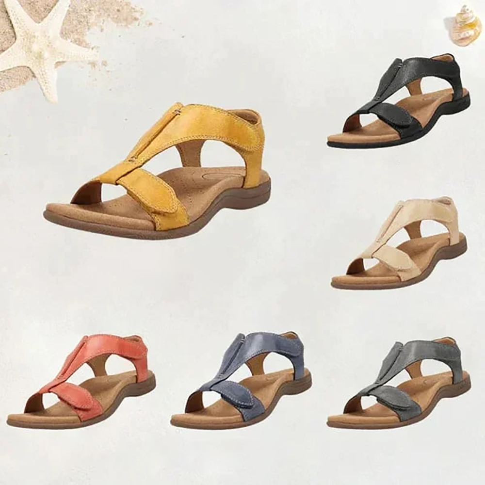 Hojanaranja Nuevas sandalias de cuña con velcro retro de verano.