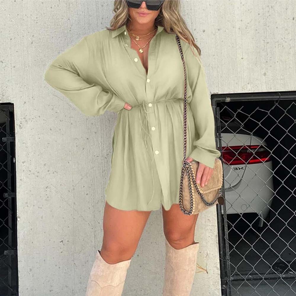 Women's Solid Color Long Sleeve Shirt Suit