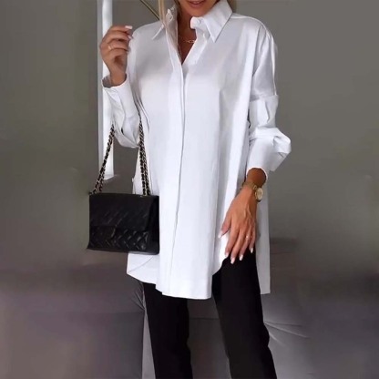 Hojanaranja Camisa de mujer de manga larga, suave y cómoda, con aberturas