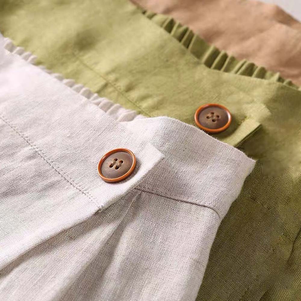 Falda con botones de lino transpirable y elegante para mujer