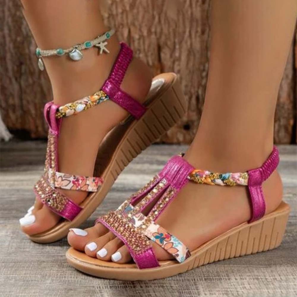 Boho Women's Fashionable Rhinestone Beach Sandals