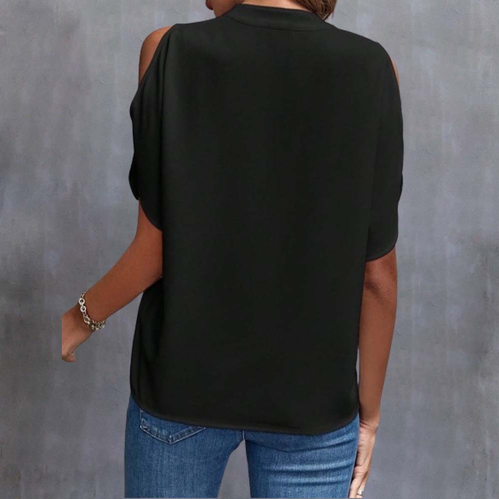 Women's sexy V-neck off-shoulder sleeve top T-shirt
