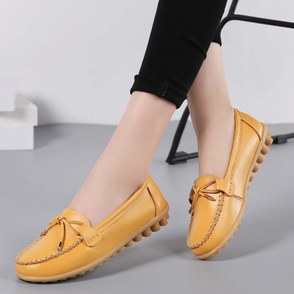 Mocasines de cuero con suela suave y transpirable para mujer Zapatos casuales