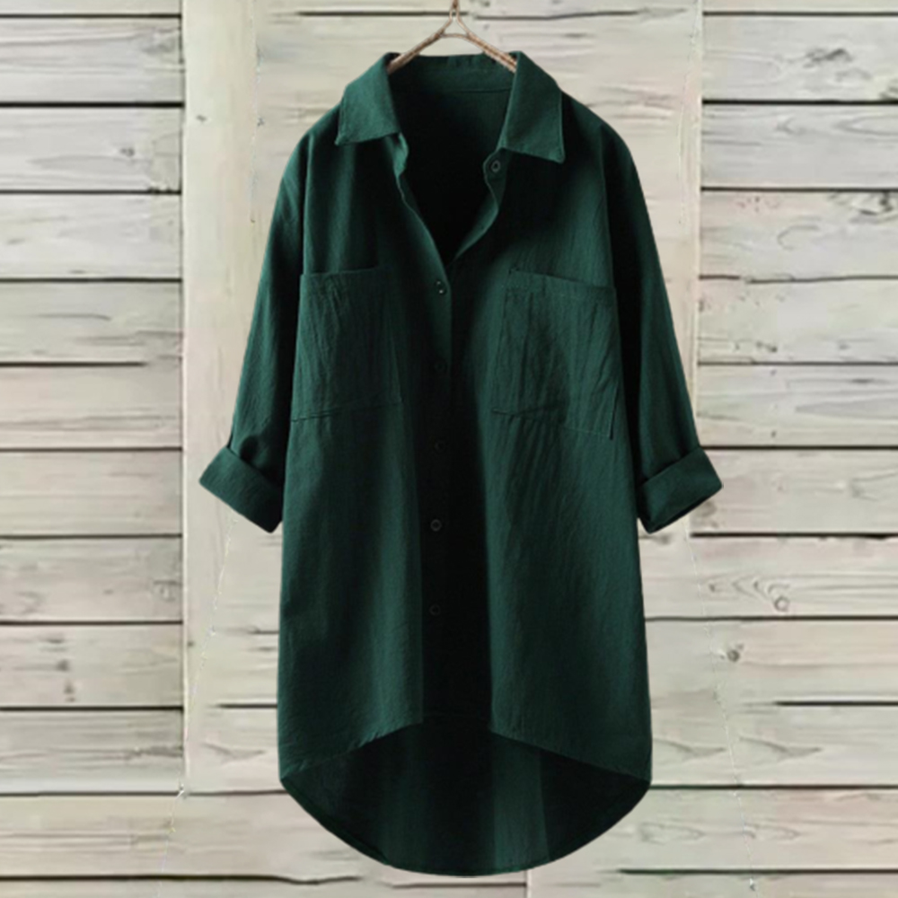 Olivoslindo Camisa casual mujer lino algodón color liso
