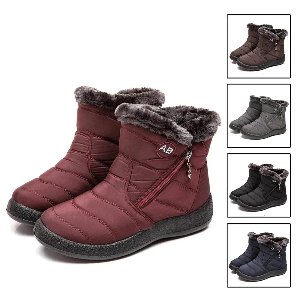 Olivoslindo™ Botas de nieve cálidas con cremallera lateral para mujer