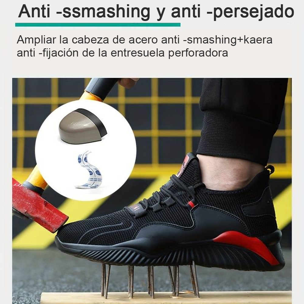 Hojanaranja Nuevos zapatos de seguridad para el trabajo transpirables antigolpes.