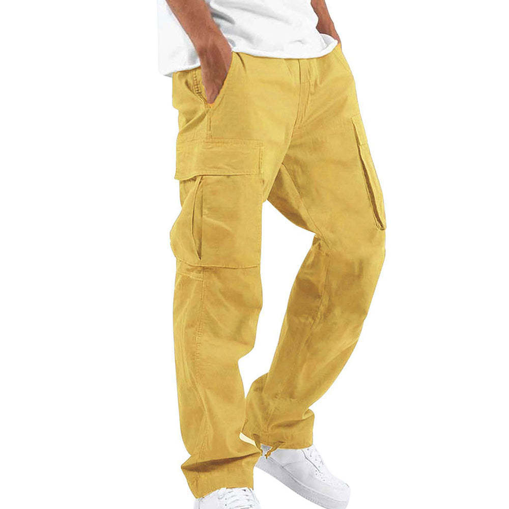 Olivoslindo Pantalones cargo multibolsillos de moda para hombre