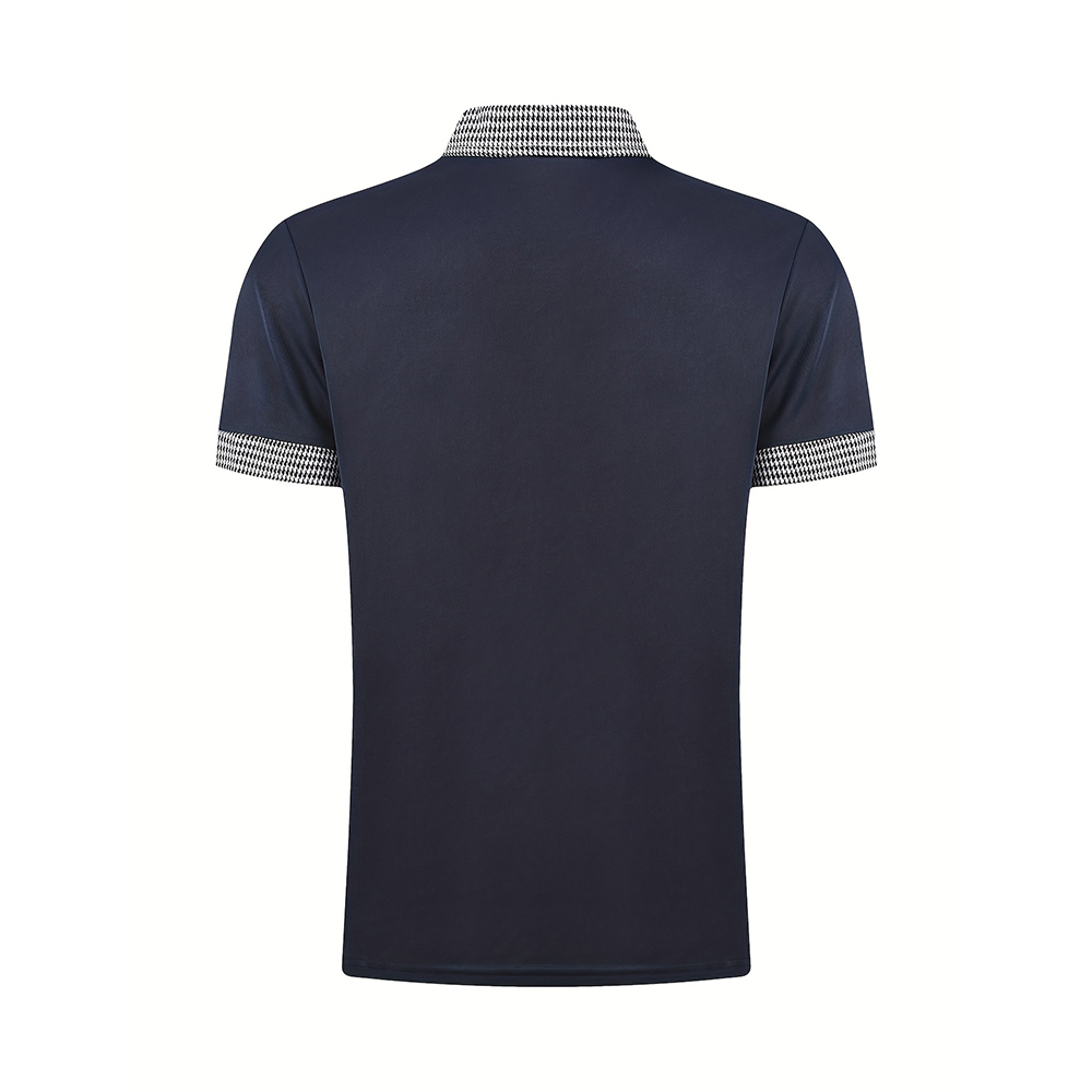 Summer Men's Houndstooth Casual Button Collar Short Sleeve Polo Shirt